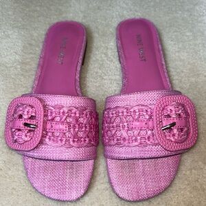 Nine West Pink Textured Sandals with Buckle